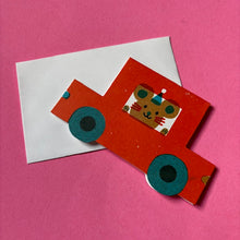 Load image into Gallery viewer, Party Mouse Little Red Car Die Cut Card
